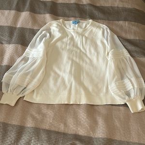 Cece Knit sweater with sheer sleeves